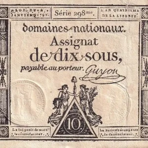 Billet France 10 Sous - Femmes, bonnet frigien (04-01-1792)- Sign. Guyon - Série 298 - L.148 Achat Immédiat