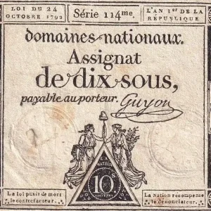 Bon Marché Billet France 10 Sous - Femmes, bonnet frigien (24-10-1792)- Sign. Guyon - Série 114 - L.159