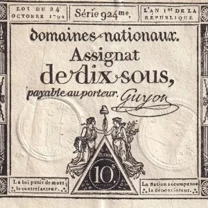 Prix Réduit Billet France 10 Sous - Femmes, bonnet frigien (24-10-1792)- Sign. Guyon - Série 924 - L.159