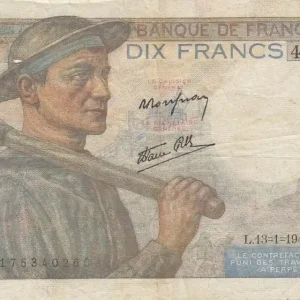 Billet France 10 Francs Mineur - 13-01-1944 Série D.71 Super Prix