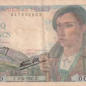 Billet France 5 Francs Berger - 05-04-1945 Série D.140 Offre Exclusive