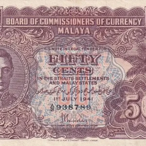 Must-Have Billet Malaya 50 Cents - George VI - 1941 - Série A.21 - P.10b