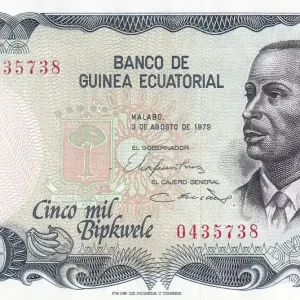 Billet Guinée Equatoriale 5000 Bipkwele - Enrique Nvo Okenve - 1979 - P.17 Certifié