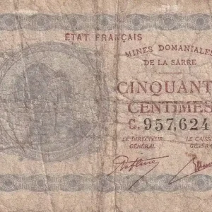 Satisfait Ou Remboursé Billet Sarre 50 Centimes - Mines Domaniales de la Sarre - Type 1920 - Série C - VF.50.03