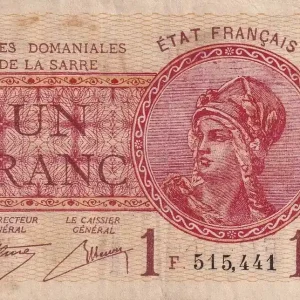 Billet Sarre 1 Franc - Mines Domaniales de la Sarre - Type 1920 - Série F - VF.51.06 Prix Promo