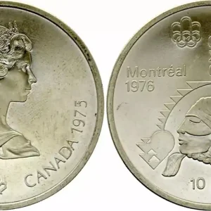 Canada 10 Dollars, JO de Montréal 1976 -Lancer de poids (JO)- 1975 Seulement Aujourd’hui