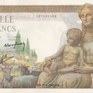 Billet France 1000 Francs - Déesse Déméter - 29-04-1943 - Série P.5082 - F.40.22 Petit Prix