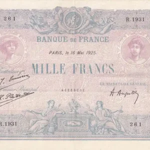 Super Prix Billet France 1000 Francs - Rose et Bleu - 16-05-1925 - Série R.1931 - F.36.41