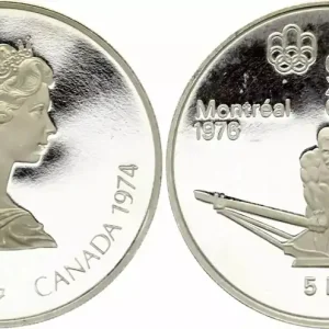 Canada 5 Dollars, JO de Montréal 1976 - Aviron (JO) - 1974 BE Prix Bas
