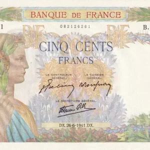 Achat Immédiat Billet France 500 Francs - La Paix - 26-06-1941 - Série B.3286 - F.32.19