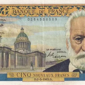 Billet France 5 NF - Victor Hugo - 02-05-1963 - Série V.106 - P.56.14 Usine Directe