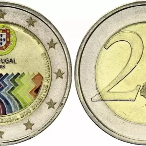 Portugal 2 Euros - Droits de l'homme - Colorisée - 2008 Marque