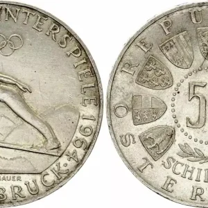 Autriche 50 shilling , Saut de ski, jeux olympiques d'hiver 1964 Offre Limitée