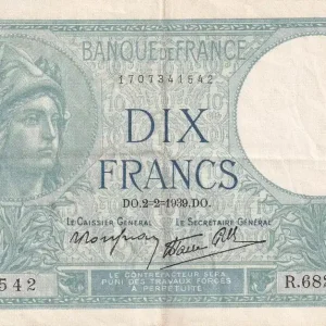 Livraison Gratuite Billet France 10 Francs - Minerve - 02-02-1939 - Série R.68294 - F.07.01