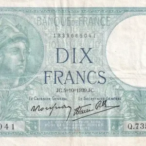 Prix Promo Billet France 10 Francs - Minerve - 05-10-1939 - Série Q.73587 - F.07.10