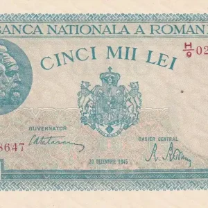 Bon Marché Billet Roumanie 5000 Lei - Trajan & Decebal - 20-12-1945 - Série H.9 - P.56