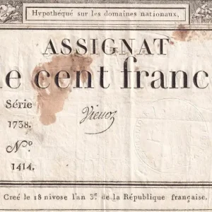 Commande En Gros Billet France 100 Francs - 18 Nivose An III - (07.01.1795) - Sign. Vienoz - Série 1738 - L.173