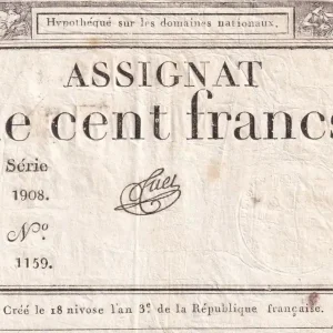 Billet France 100 Francs - 18 Nivose An III - (07.01.1795) - Sign. Tuet - Série 1908 - L.173 Commande En Gros