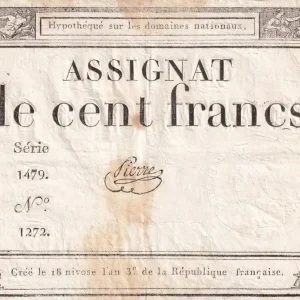 Prix Réduit Billet France 100 Francs - 18 Nivose An III - (07.01.1795) - Sign. Pierre - Série 1479 - L.173