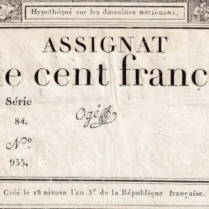 Livraison Mondiale Billet France 100 Francs - 18 Nivose An III - (07.01.1795) - Sign. Ogé - Série 84 - L.173