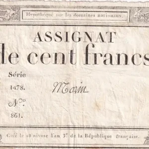Promotion Saisonnière Billet France 100 Francs - 18 Nivose An III - (07.01.1795) - Sign. Morin - Série 1478-861 - L.173