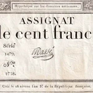 Usine Directe Billet France 100 Francs - 18 Nivose An III - (07.01.1795) - Sign. Massé - Série 1479 - L.173