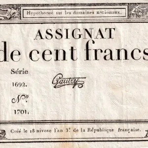 Exclusif Billet France 100 Francs - 18 Nivose An III - (07.01.1795) - Sign. Gautry - Série 1692 - L.173