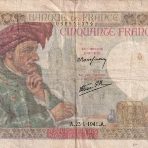 Billet France 50 Francs Jacques Coeur - 23-01-1941 - Série L.28 - F.19.05 Expédition Rapide