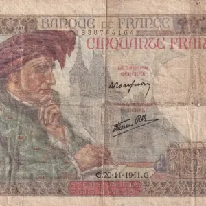 Billet France 50 Francs Jacques Coeur - 20-11-1941 - Série N.136 - F.19.16 Top Qualité