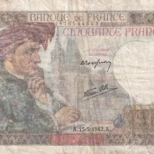 Billet France 50 Francs Jacques Coeur - 15-05-1942 - Série Q.167 - F.19.20 Super Prix
