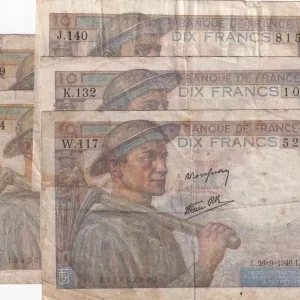 Remise Billet France Lot 5 x10 Francs Mineur - dates différentes 1943 à 1947