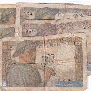 Billet France Lot 5 x10 Francs Mineur - dates différentes 1942 à 1946 Prix Bas