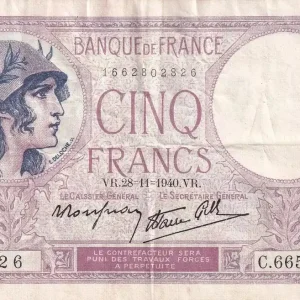 Jusqu’à Épuisement Des Stocks Billet France 5 Francs - Violet - 28-11-1940 - Série C.66513 - F.04.15