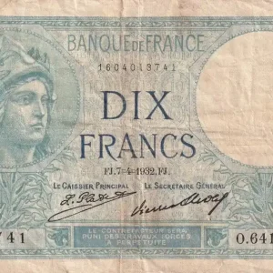 Achetez Aujourd’hui Billet France 10 Francs Minerve - 07-04-1932 - - Série O.64161 -F.6.16