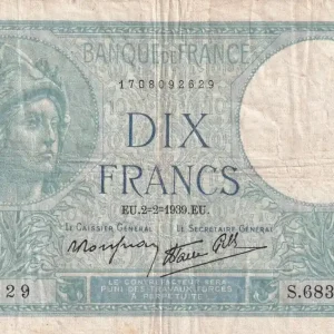 Billet France 10 Francs - Minerve - 02-02-1939 - Série S.68324 - F.07.01 Artisanat