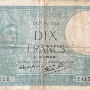 Billet France 10 Francs - Minerve - 02-02-1939 - Série Y.68594 - F.07.01 Quantité Limitée