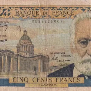 Achat Immédiat Billet France 500 Francs Victor Hugo - 04-03-1954 Série Z.15