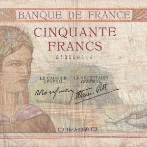 Tendance Billet France 50 Francs Cérès - 16-02-1939 - Série K.9729