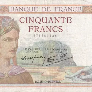Billet France 50 Francs Cérès - 21-09-1939 - Série J.11064 - F.18-31 Solde
