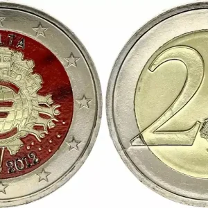 Malte 2 Euros - 10 ans de l'Euro - Colorisée - 2012 Achat Immédiat