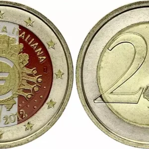 Prix Promo Italie 2 Euros - 10 ans de l'Euro - Colorisée - 2012