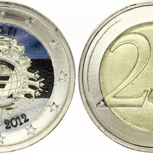 Expédié Aujourd’hui Estonie 2 Euros - 10 ans de l'Euro - Colorisée - 2012