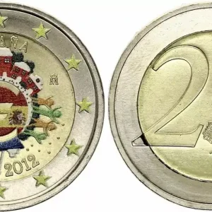 Quantité Limitée Espagne 2 Euros - 10 ans de l'Euro - Colorisée - 2012