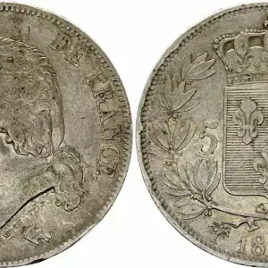 France 5 Francs Louis XVIII Buste nu - 1824 MA Marseille - Argent Meilleure Qualité