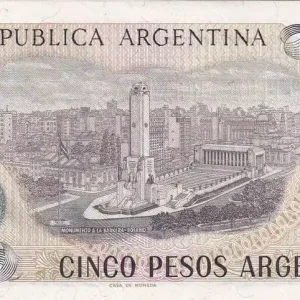 Promotion Saisonnière Billet Argentine 5 Pesos - J. San Martin - Monument au drapeau - ND (1983-1984) - Série A - P.312a