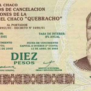 Dernière Chance Billet Argentine 10 Pesos - Manuel Obligado - Province du Chaco - 2003 - P.SNEW