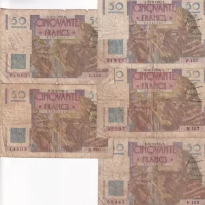 Billet France 5 X 50 Francs - Le Verrier - 1950 - B à TB - F.20 Prix Bas
