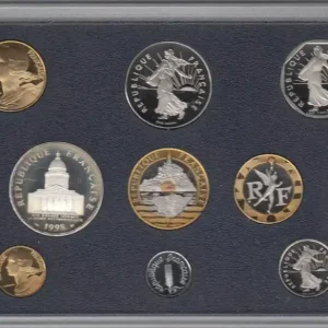 Meilleur Choix France Série 11 pièces en francs Belle Epreuve - 1998 - 1 centime à 100 Francs - boitier cassé