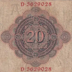 Authentique Billet Allemagne 20 Mark - Armoiries - 1908 - Série D - P.31