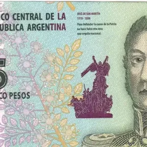 Usine Directe Billet Argentine 5 Pesos - J. San Martin - Bolivar, Mendoza, Artigas - 2015 - Série A - P.359